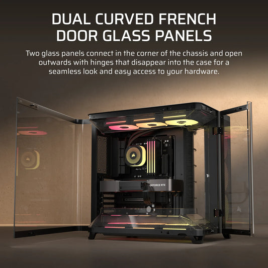 AIR 5400 LX-R RGB iCUE LINK Triple Chamber Mid-Tower PC Case ;3x Fans included;2x 2.5'' ; 1x 3.5'';  Black