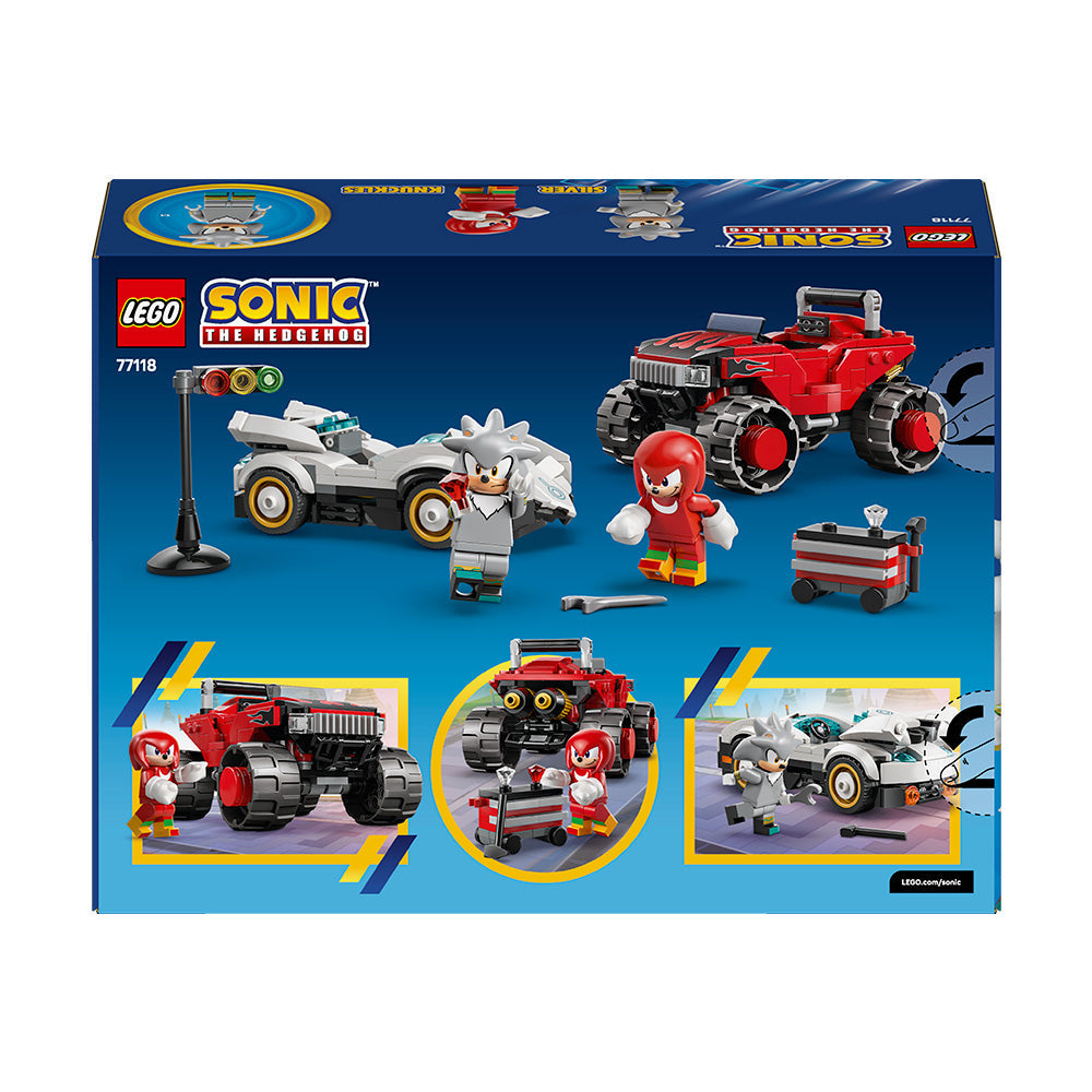 LEGO® Sonic the Hedgehog™ Silver’s Car vs. Knuckles’ Monster Truck Building Toy 77118