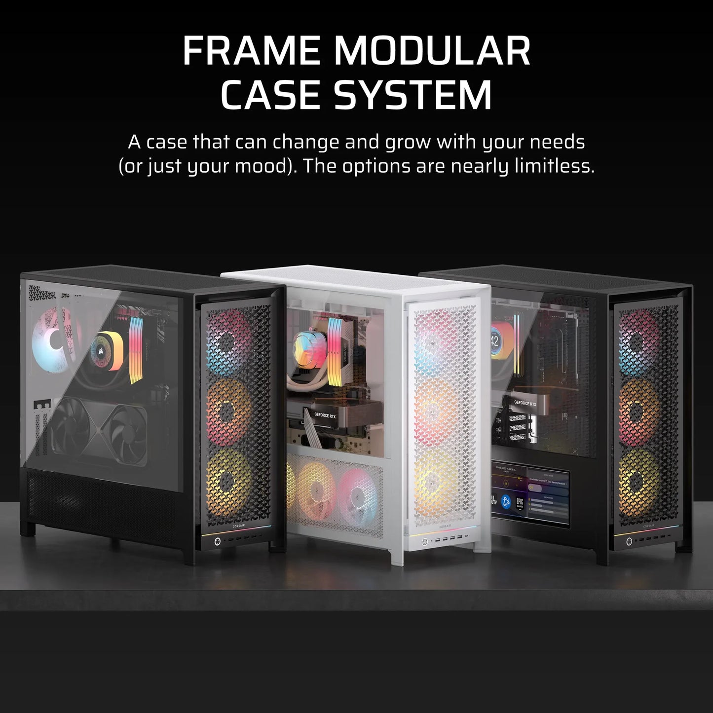 FRAME 5000D RS ARGB Mid-Tower PC Case; 4x RS140 ARGB Fans; 2x 2.5'' ; 1x 3.5'' ; Black.