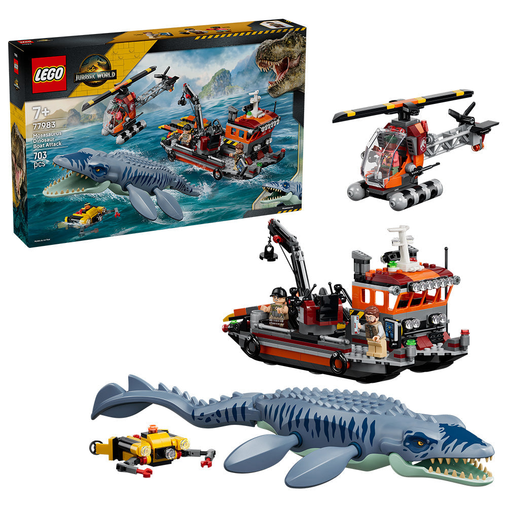 LEGO® Jurassic World Mosasaurus Dinosaur Boat Attack Toy 77983