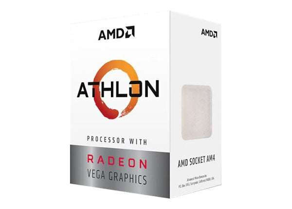 AMD Athlon 3000G SKT AM4 CPU; 2 Core/4 Thread; Base Clock 3.5GHz; 4 MB TDP 35W; RX Vega Graphics; Cooler included