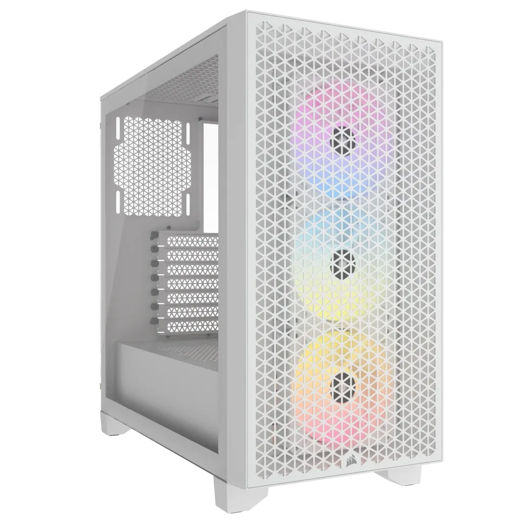 3000D RGB AIRFLOW White Mid-Tower PC Case; 2x 3.5'' |  2x 2.5'' Drive Bays; Up to 360mm Radiator compatible; 3x 120mm fan incl