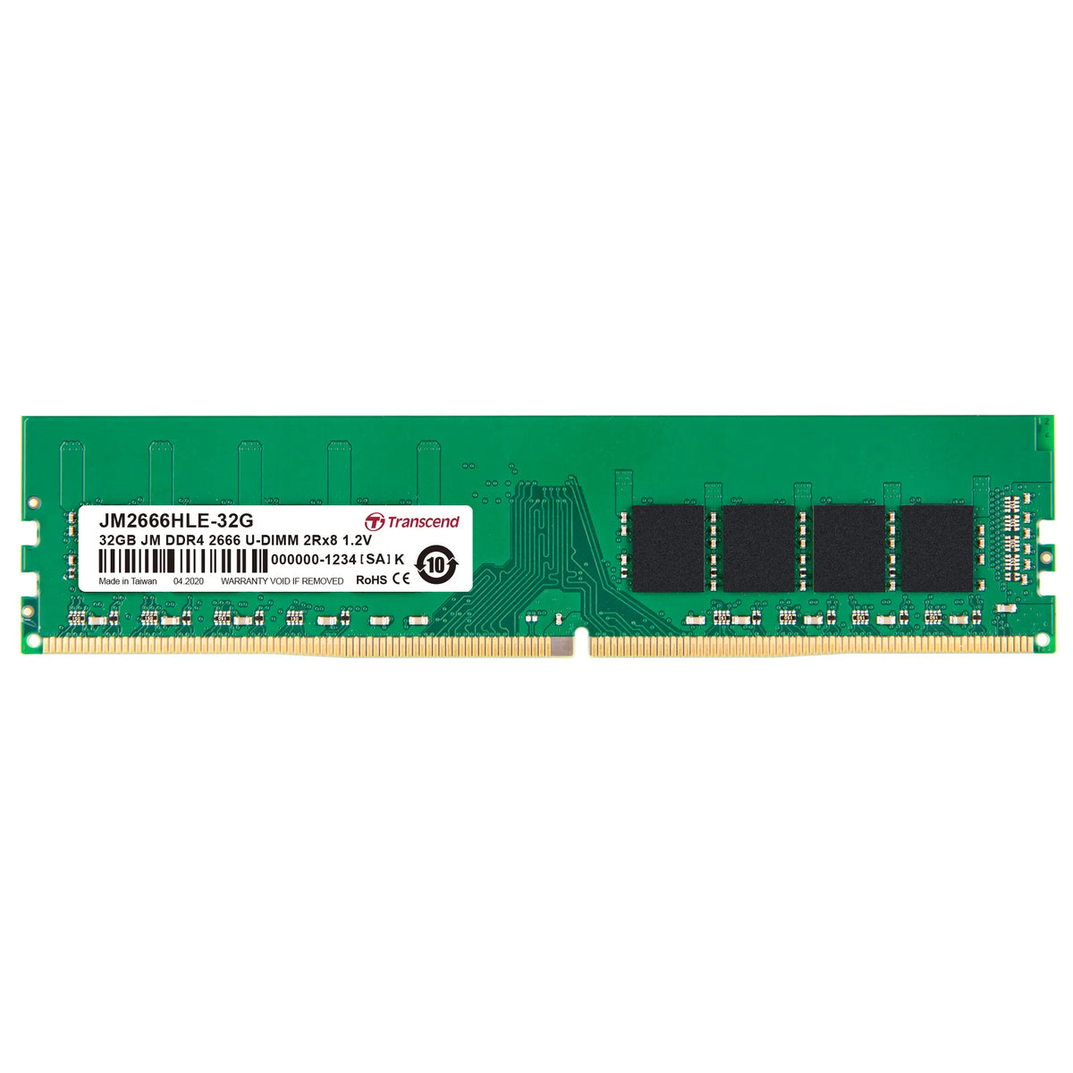 TRANSCEND 32GB JET MEMORY DDR4 2666MHZ DESKTOP UDIMM 2RX8 2GX8 CL19