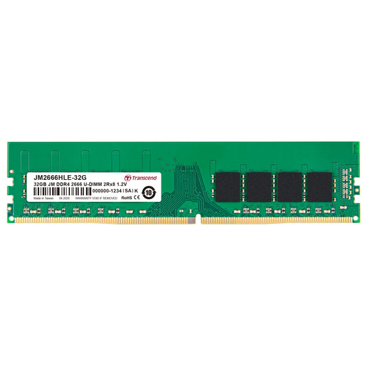 TRANSCEND 32GB JET MEMORY DDR4 2666MHZ DESKTOP UDIMM 2RX8 2GX8 CL19