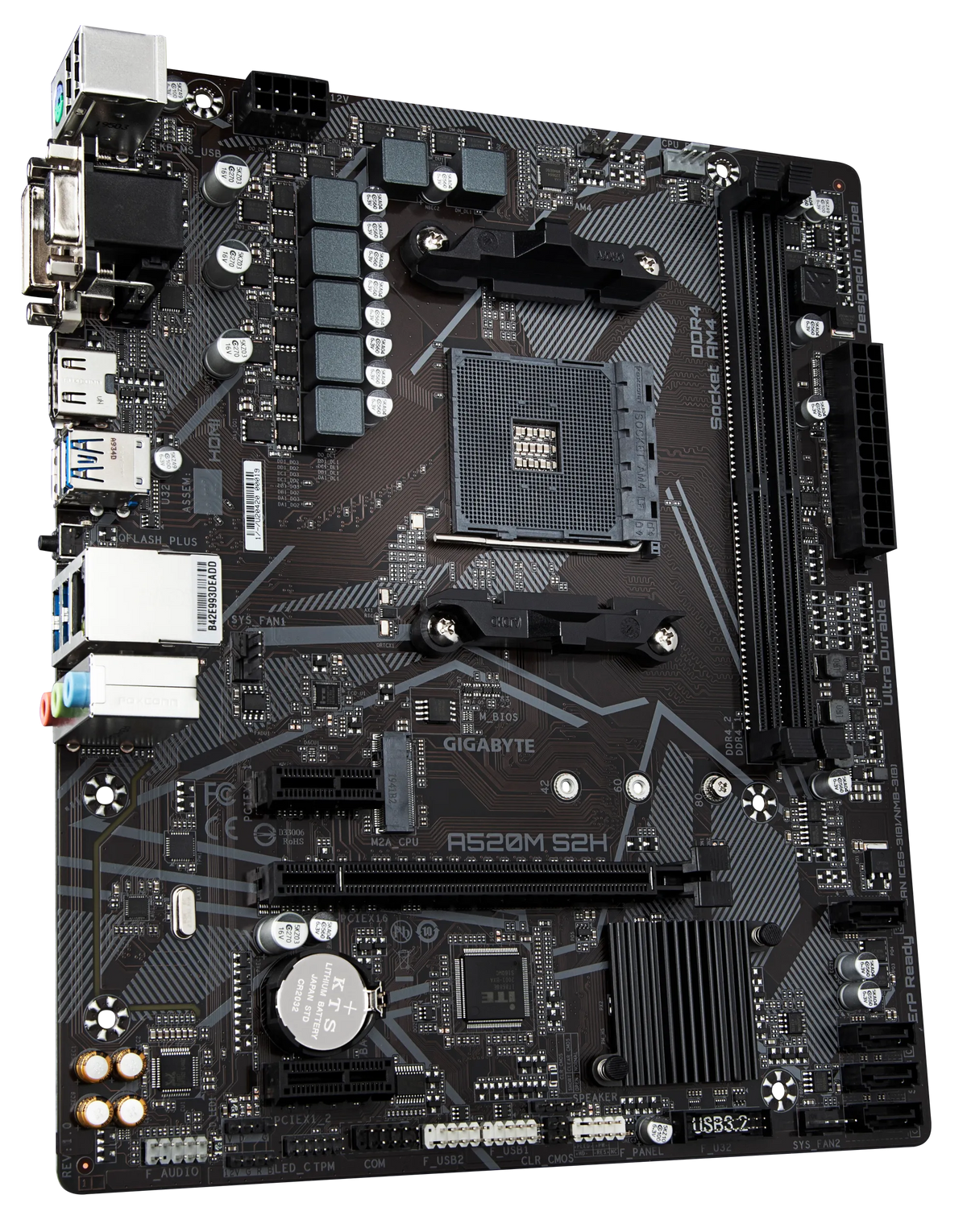 GIGABYTE Motherboard AMD A520M-S2H for 3rd/4th/5th Generation AMD Ryzen™ processors; 2x Dual DDR4; 1x M2; HDMI; DVI; VGA.