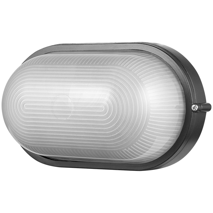 Ellies Illume Series - Large AC Oval Bulkhead - Aluminium  + Glass - E27 Base -BK