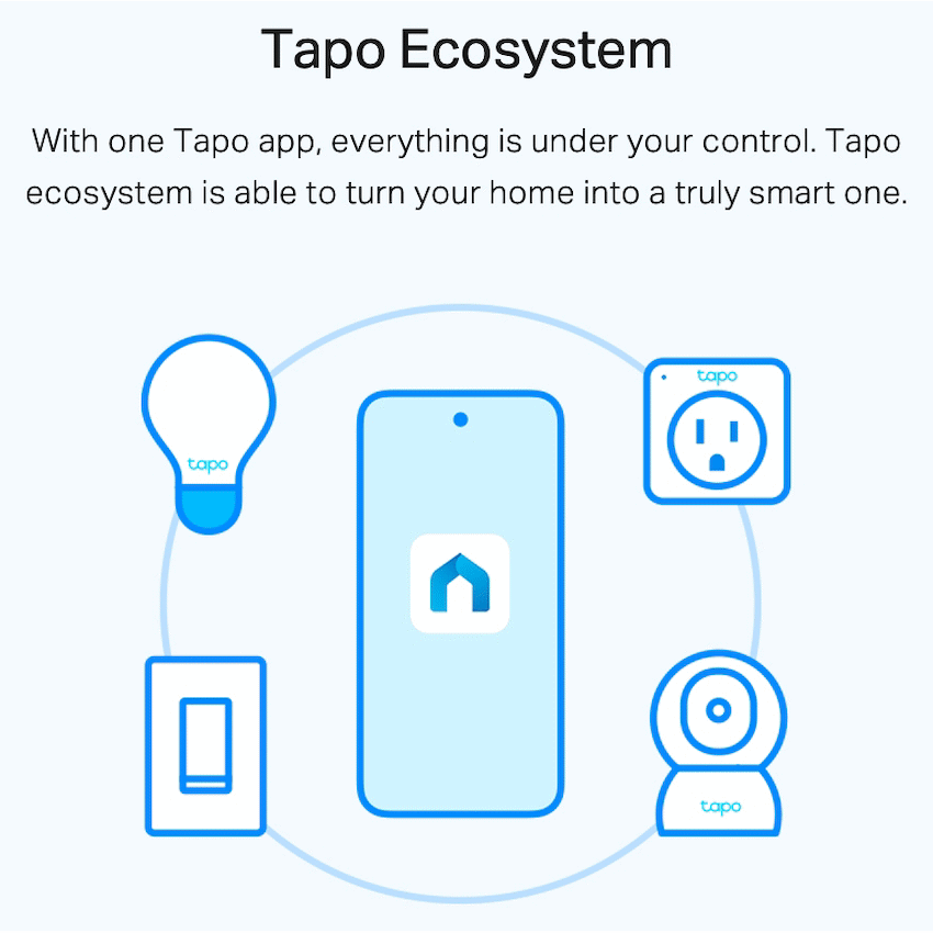 Tapo TP-Link Tapo L510E 8.7w Smart Wi-Fi Warm White Light Bulb, Dimmable, A60, E27