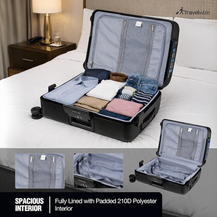 Travelwize Clipper PP 65cm 4-Wheel Spinner Luggage Black