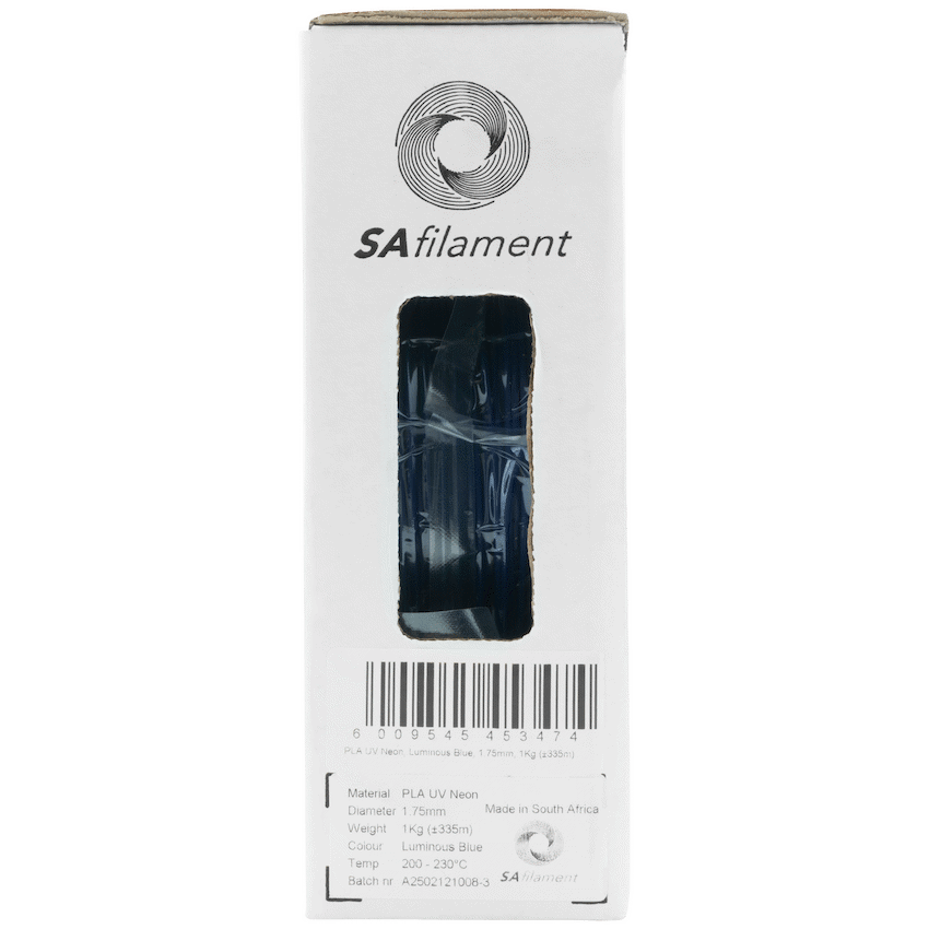SA Filament PLA UV Neon Filament 1kg - Luminous Blue