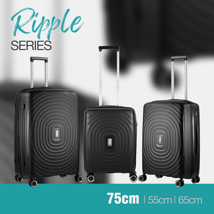 Travelwize Ripple PP 4-Wheel Spinner 75cm Luggage - Black
