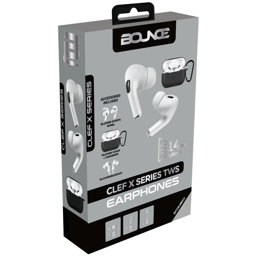 Bounce Clef X True Wireless Earphones + Silicone Accessories - Black