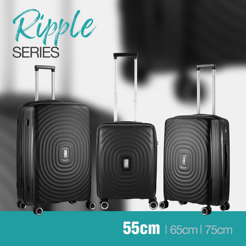 Travelwize Ripple PP 4-Wheel Spinner 55cm Luggage - Black