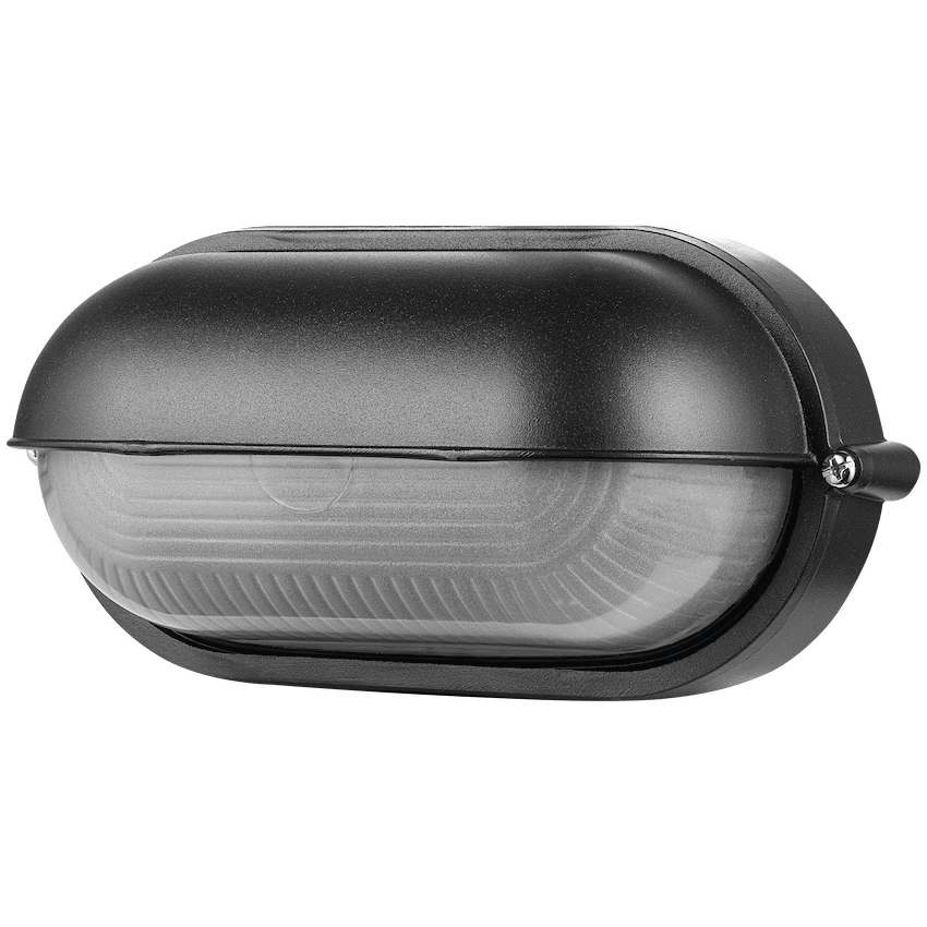 Ellies Arc Series - Large AC Oval Bulkheads - Aluminium + Glass - E27 Base -BK