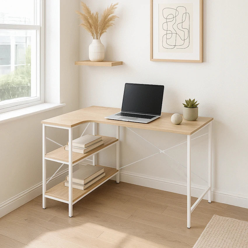 Everfurn Anthony Work Desk - Light Oak and White Frame - Guards On Duty Shop & Security Guards