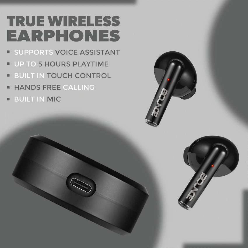 Bounce Proton Series True Wireless Earphones with Charging Case - Black - Guards On Duty Shop & Security Guards
