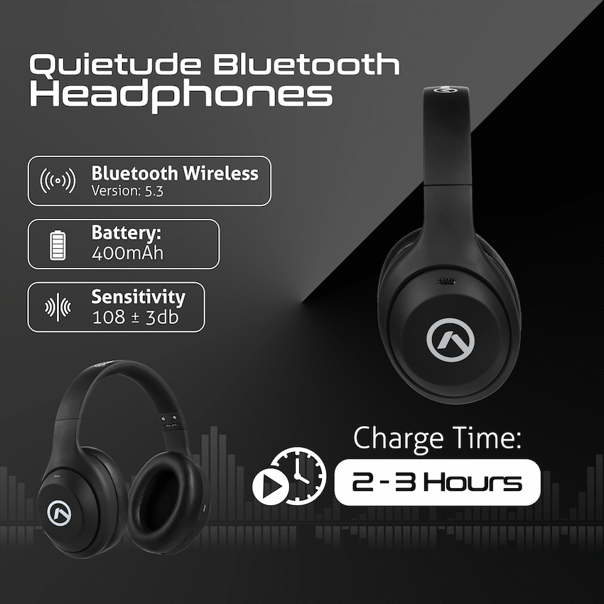 Amplify Quietude Bluetooth Headphones with Active Noise Cancelling - Black - Guards On Duty Shop & Security Guards