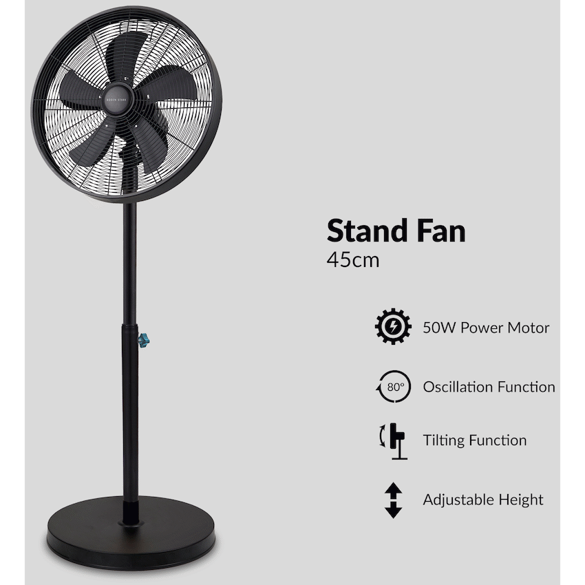 Boden Stark 45cm Stand Fan - Black - Guards On Duty Shop & Security Guards