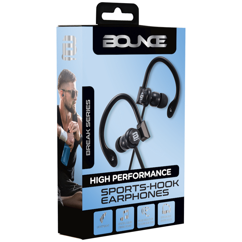 Bounce Break Series Hook-On Earphones - Black