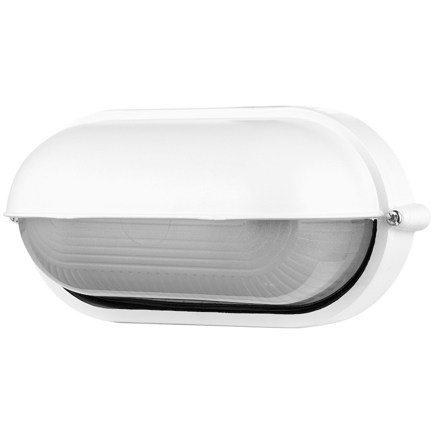 Ellies Arc Series - Large AC Oval Bulkhead - Aluminium + Glass - E27 Base -WT