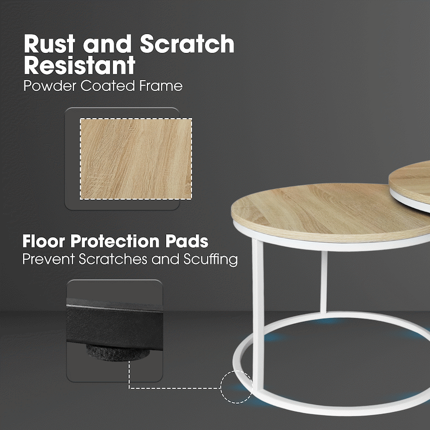 Everfurn Nile Nesting Coffee Table - Oak and White Frame