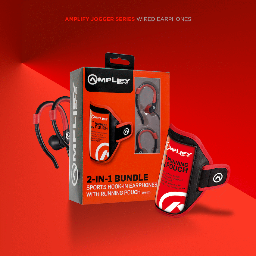 Amplify 2-IN-1 Bundle Jogger series earphones with pouch - Guards On Duty Shop & Security Guards