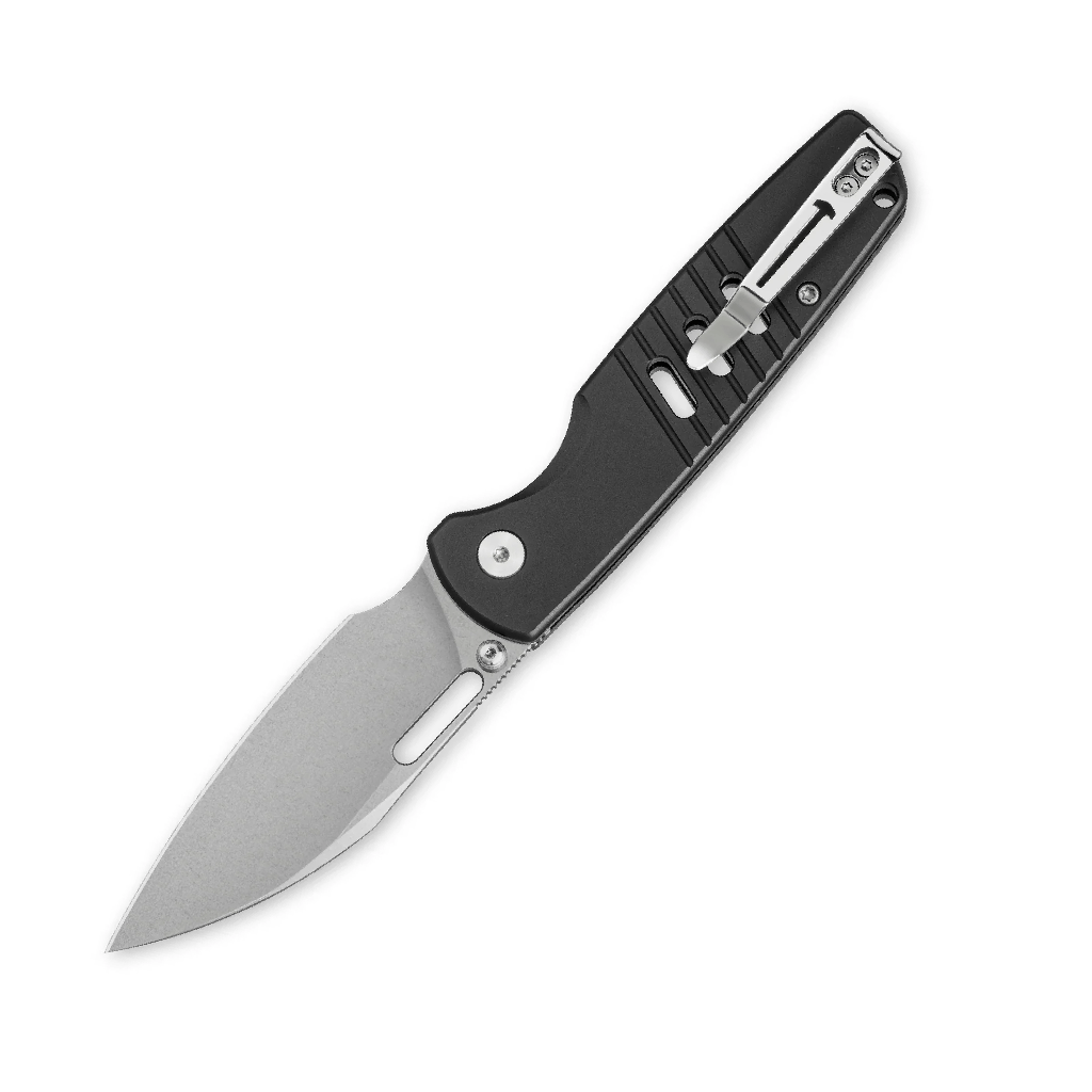 Bestechman Vector BMK15A– D2 Stonewash Blade & Black Aluminum Handle Folding Knife