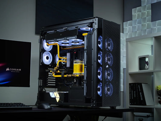 iCUE LINK 9000D AIRFLOW Tempered Glass Super-Tower; Supports  18x 120mm fans - Black