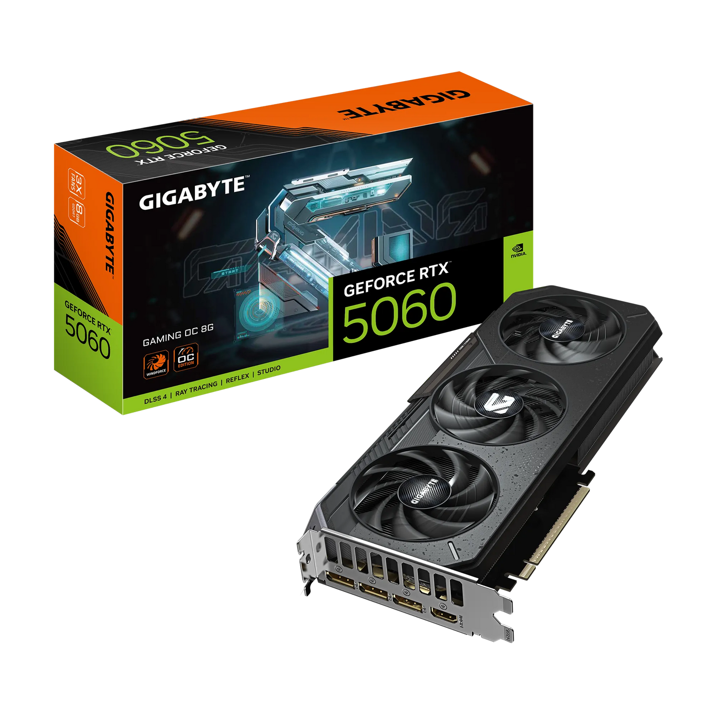 GIGABYTE nVidia GeForce RTX 5060 GAMING OC 8GB - 8GB GDDR7; 128-Bit Memory Bus; 1x HDMI; 3x DisplayPort .