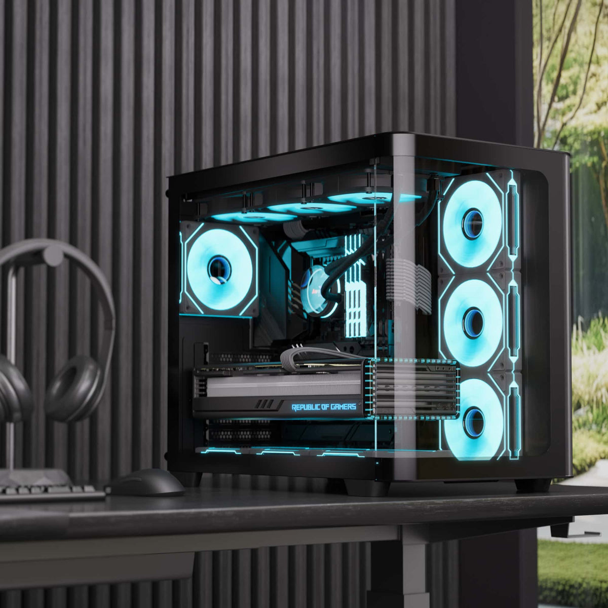 Aerocool P500C Black Mid tower case - Includes 120mm ARGB Fan x 4 and 4-port ARGB control hub - ATX - 3x 2.5'' or 2x3.5'' - 360m