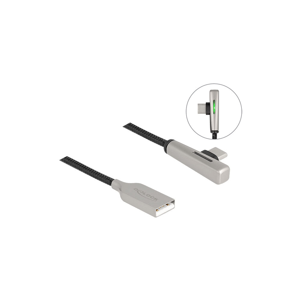 Delock 80767 2m Usb2.0 Type-c Male Angled Extension Cable with Led and 60w Fast Charging — Delock | Guards on Duty Shop