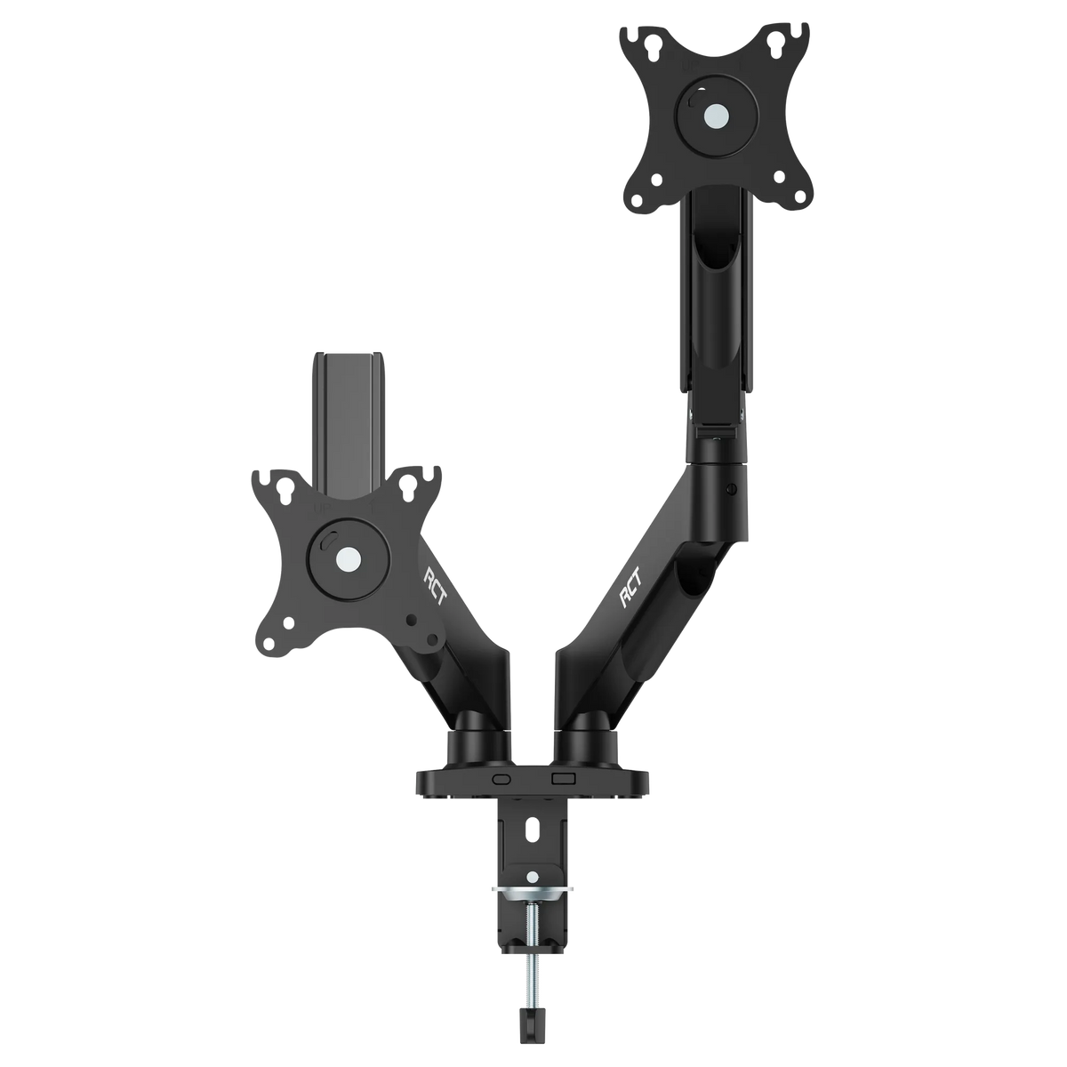 BRACKET 17'' - 32'' dual monitor mount; gas spring: tilt; swivel & rotate; VESA Compatible 75x75 & 100x100; up to 9Kg per screen