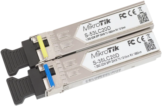 MikroTik Two x SFP (1.25G) module kit, 20Km, single mode