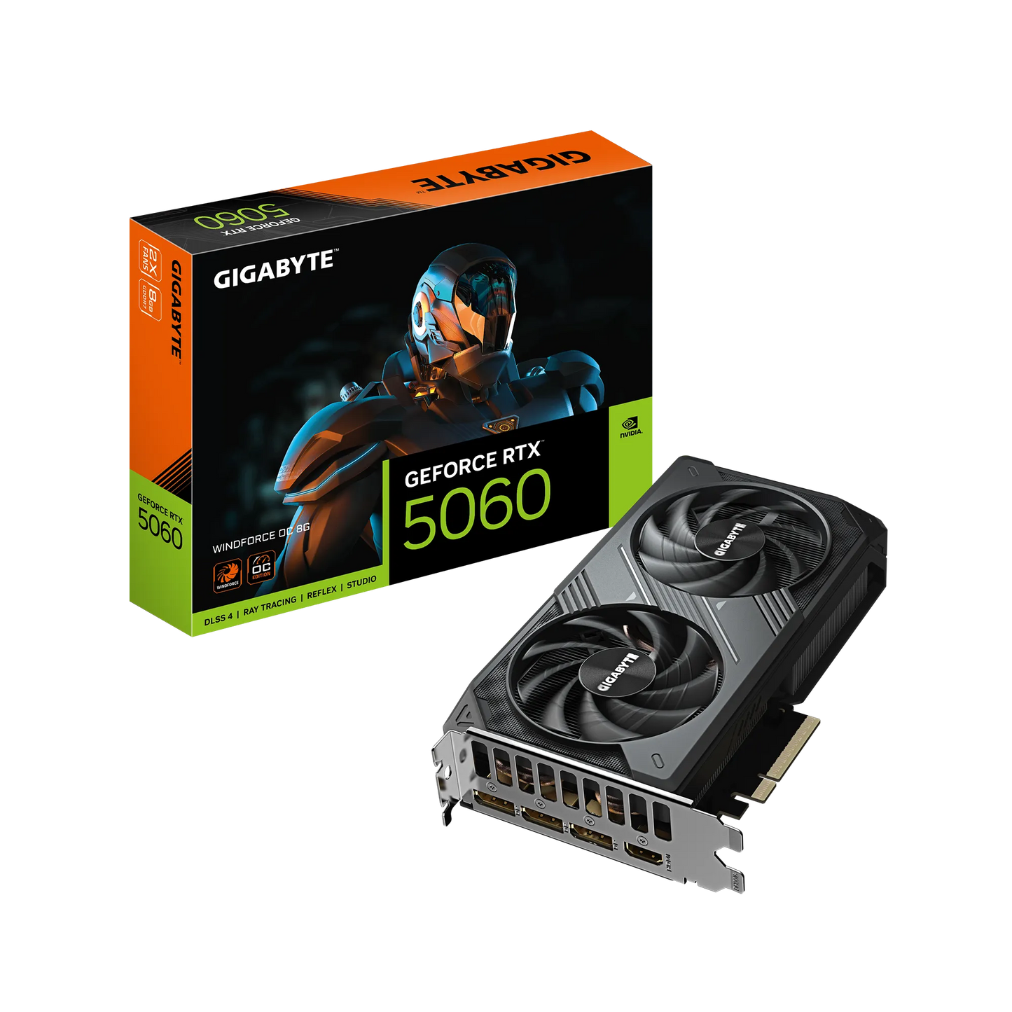 GIGABYTE nVidia GeForce RTX 5060 WINDFORCE OC 8GB PCIE 8X - 8GB GDDR7; 128-Bit Memory Bus; 1x HDMI; 3x DisplayPort .