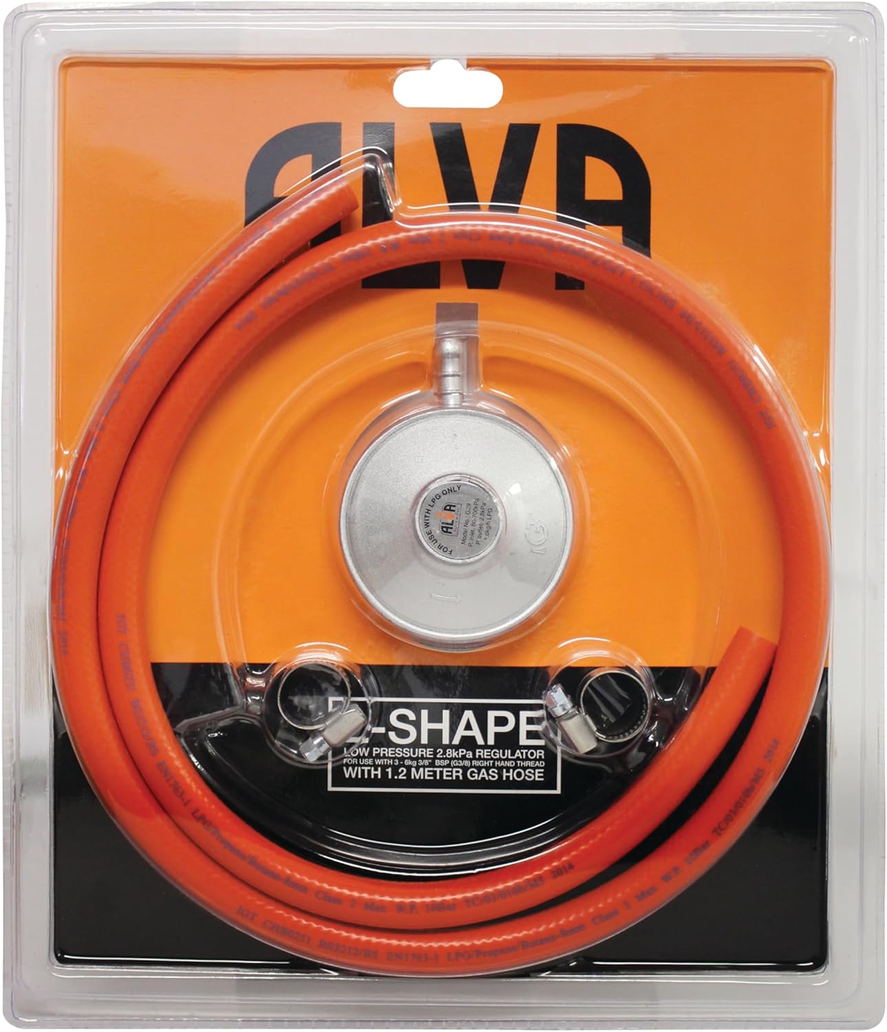 Alva L-Shape Gas Regulator & 1.2m Hose Kit - Alva L-Shape Gas Regulator