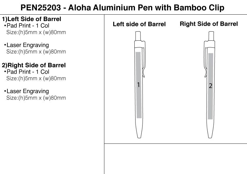 Aloha Aluminium Pen with Metal Clip