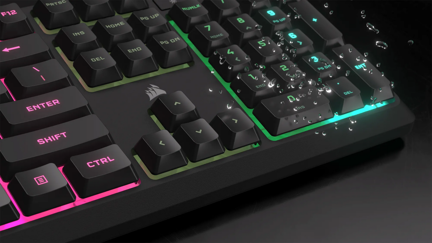 Corsair K55 Core Gaming Keyboard; Backlit Zoned RGB LED; Rubberdome