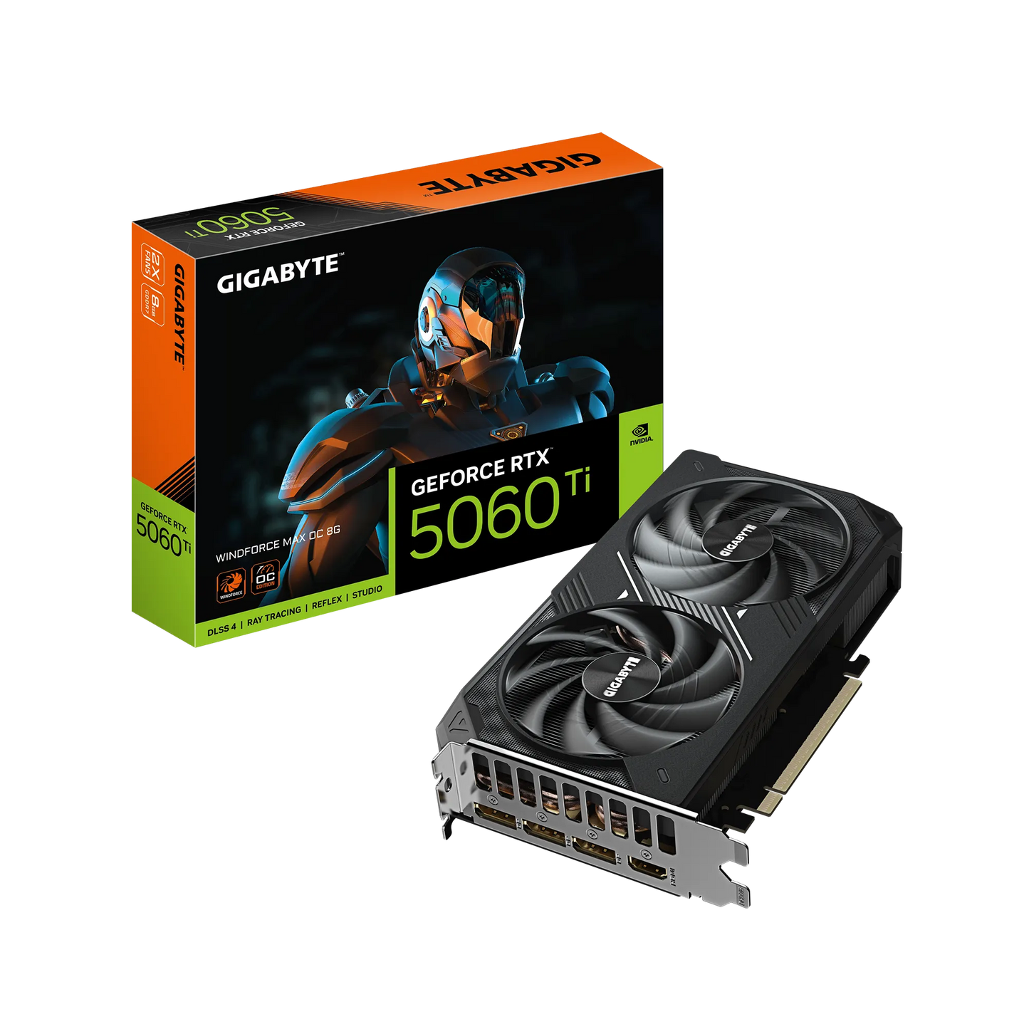 GIGABYTE nVidia GeForce RTX 5060Ti WINDFORCE MAX 8GB - 8GB GDDR7; 128-Bit Memory Bus; 1x HDMI; 3x DisplayPort