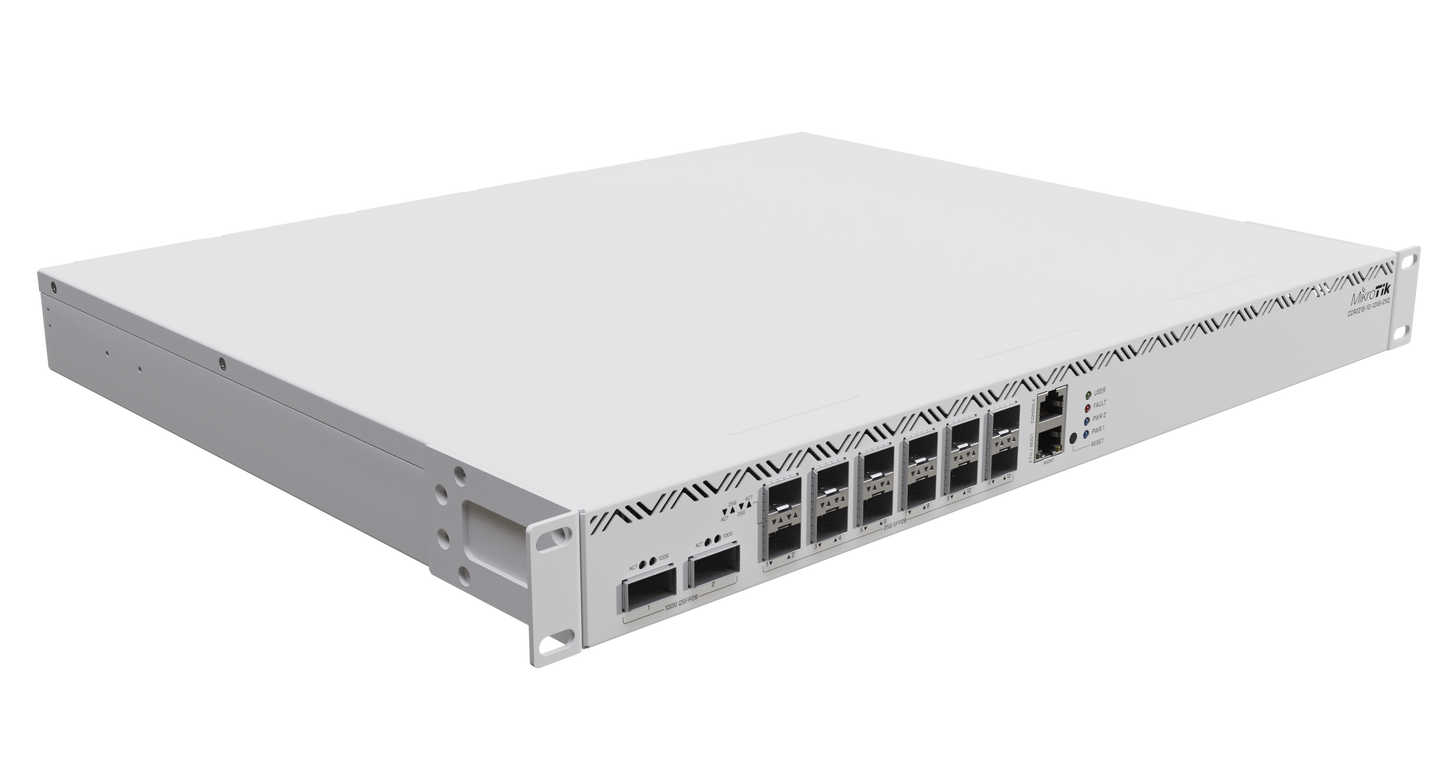 MikroTik Cloud Core Router with 12 Port SFP28 2 Port QSFP28 16 Core CPU | CCR2216-1G-12XS-2XQ