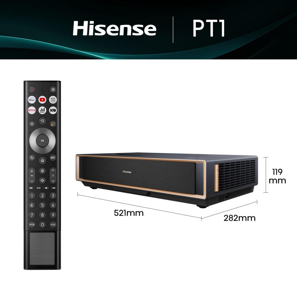 HISENSE PT1 Ultra Short Throw 4k 2500 Lumens Smart Triple Colour 80 to 150 inch