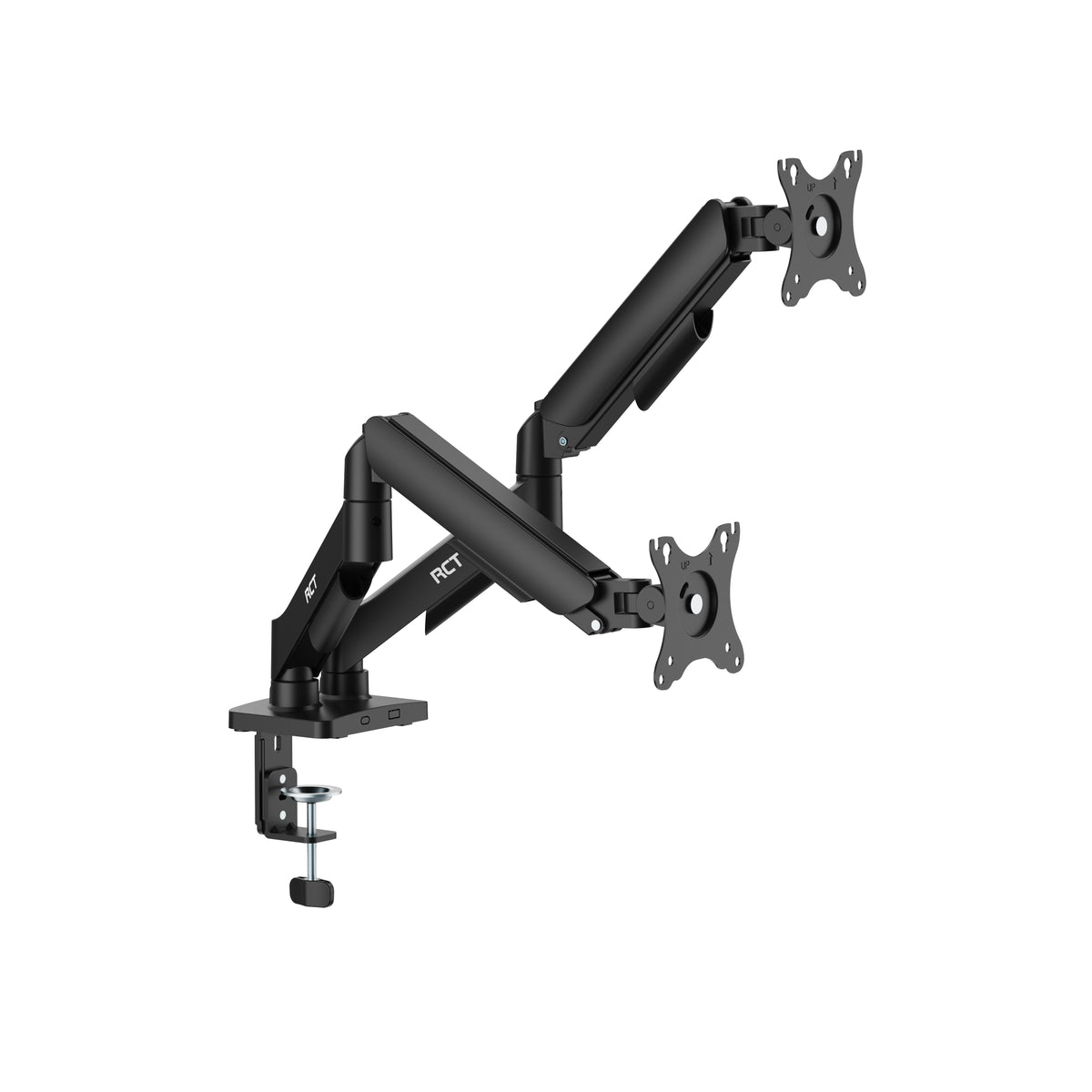 BRACKET 17'' - 32'' dual monitor mount; gas spring: tilt; swivel & rotate; VESA Compatible 75x75 & 100x100; up to 9Kg per screen