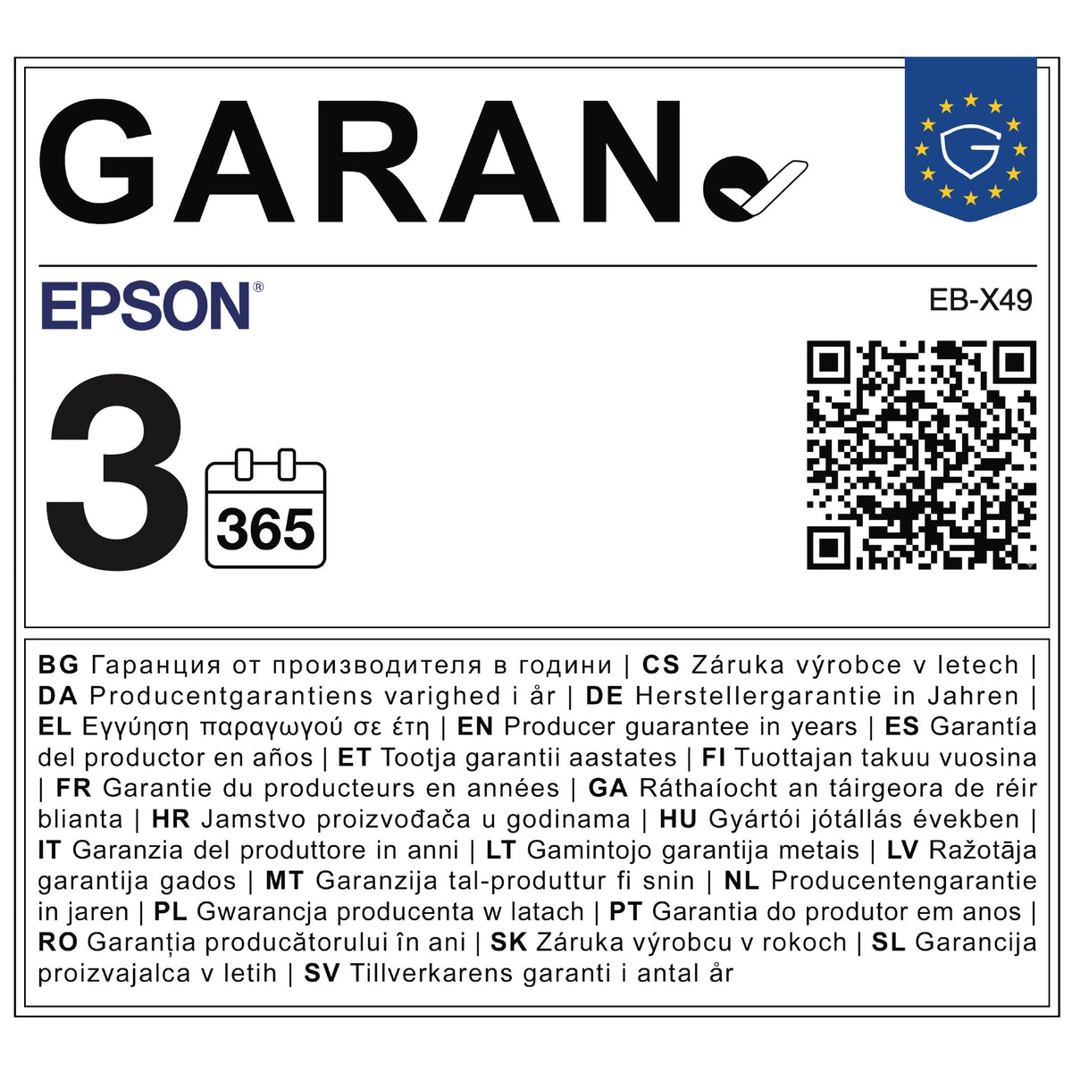 Epson EB-X49 - XGA; 3600 Lumens; Meeting Room; Portable; WiFi OPTIONAL; USB; Ethernet; VGA; HDMI; Jack Plug