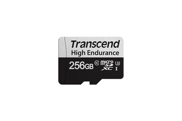 TRANSCEND 350V 256GB HIGH ENDURANCE MICRO SD UHS-I U3 C10 SDXC - READ 100 MB/S - WRITE 45MB/S - WITH SD ADPTOR