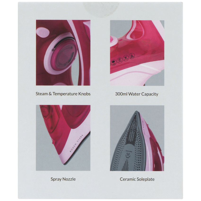 Boden Stark 2600W Ceramic Steam Iron - Pink