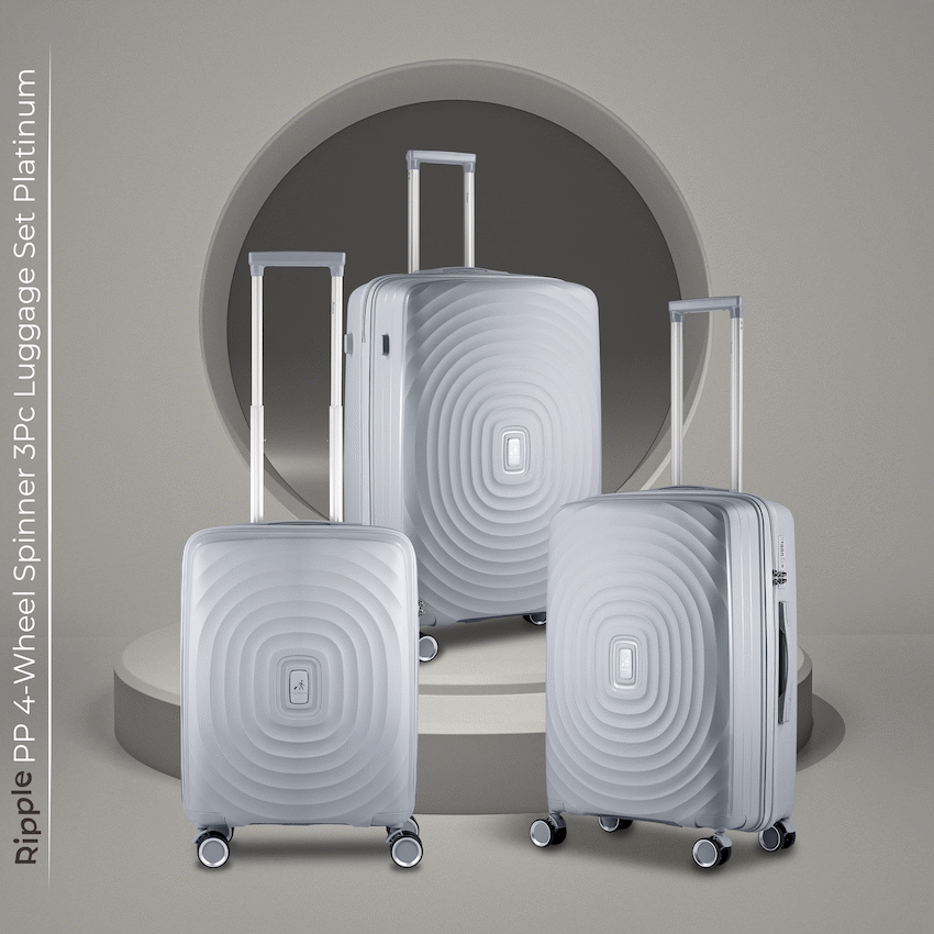 Travelwize Ripple PP 4-Wheel Spinner 3 Pc Luggage Set - Platinum