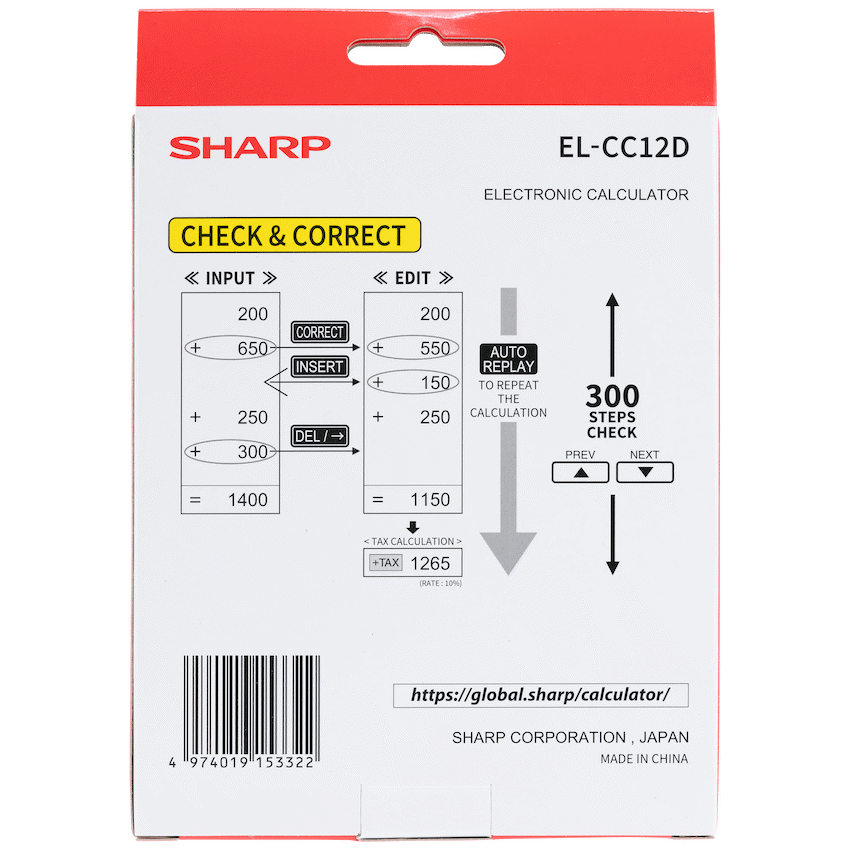Sharp EL-CC12D Desk Calculator - CheckCorrect Tax - Guards On Duty Shop & Security Guards