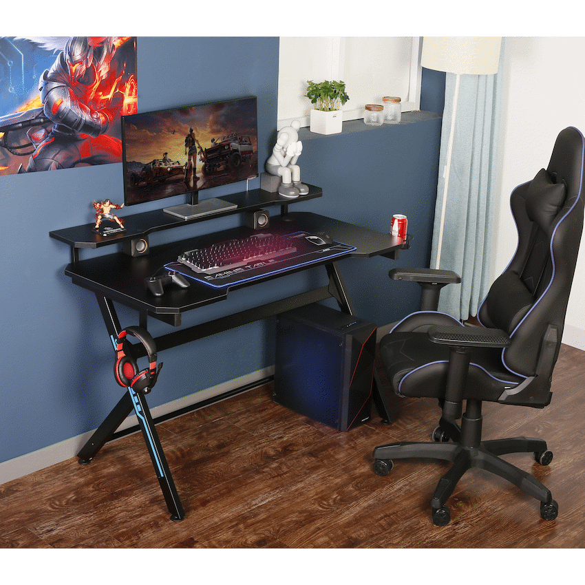 VX Gaming Donahue Gaming Desk - Black with Headphone Hook - Guards On Duty Shop & Security Guards
