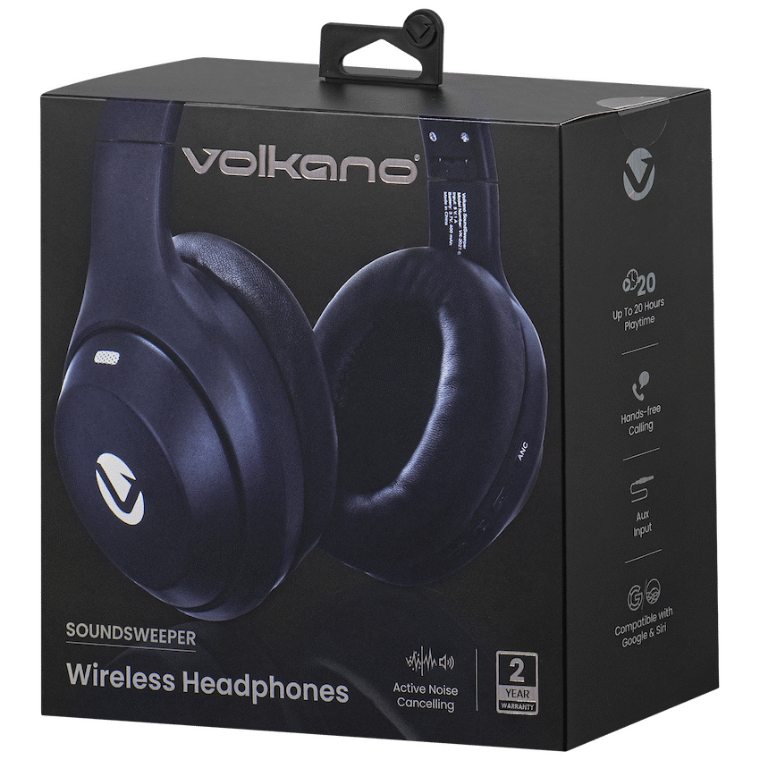 Volkano SoundSweeper Series Active Noise Cancelling bluetooth Headphones - Blue