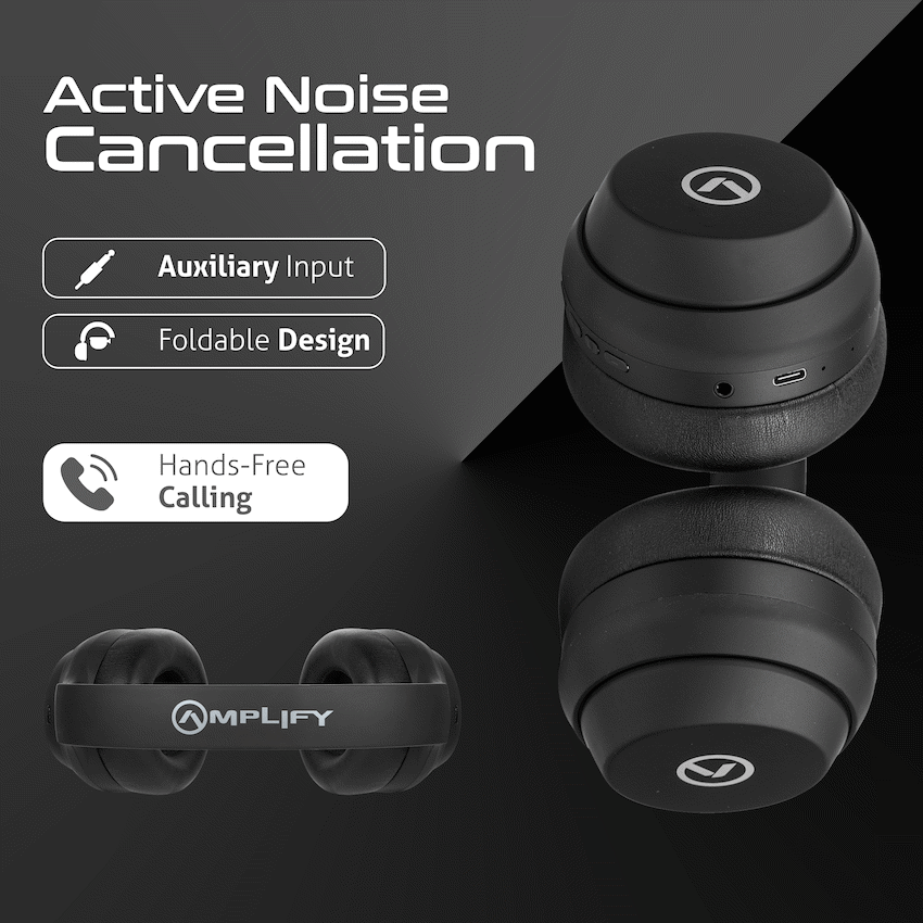 Amplify Quietude Bluetooth Headphones with Active Noise Cancelling - Black - Guards On Duty Shop & Security Guards