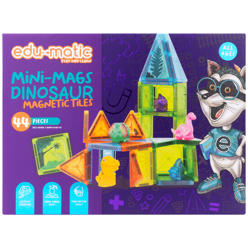 Edu-matic Mini-Mags 44pc Dinosaurs Magnetic Tiles - Guards On Duty Shop & Security Guards