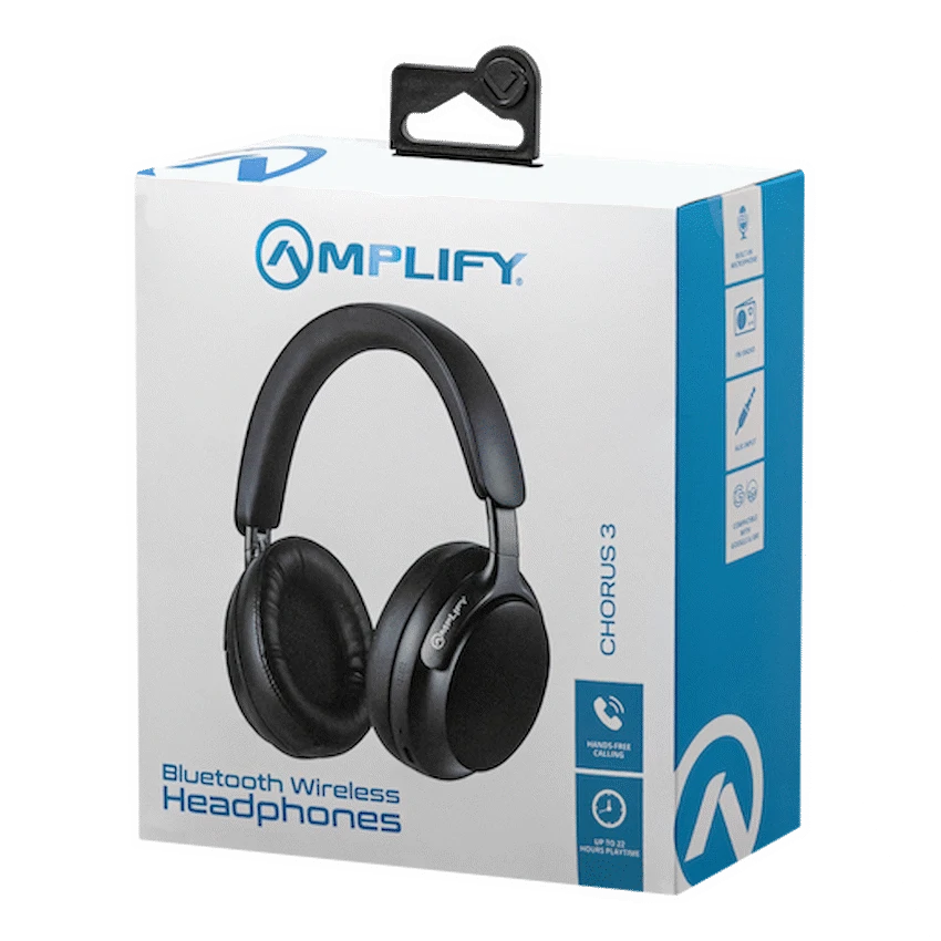 Amplify Chorus 3 Bluetooth Wireless Headphones - Black - Guards On Duty Shop & Security Guards